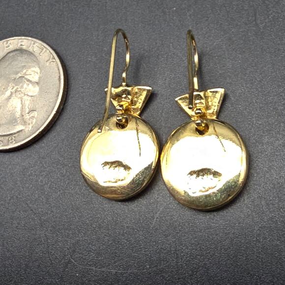 AAI Cream Enamel Earring Geometric Gold Tone Dangle Drop - Picture 6 of 6